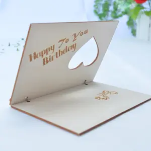 Nuevo artículo boda de madera de corte láser tarjeta de felicitación