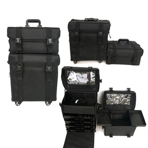 Fama Nylon Rollende Cosmetische Make-Up Case Trolley Directe Leverancier Professionele 2 In 1 Zwarte Cosmetische Tassen En Hoesjes Cn Gua; - Product Image 2