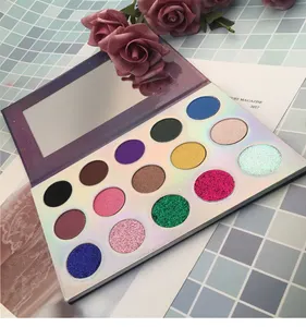 2019 Hot Small Free Sample Make Your Own 15 Color Empty Cardboard Halal Highlights Eyeshadow Private Label Cosmetics