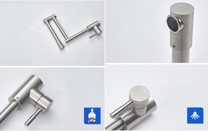 Robinet de cuisine rétractable pliable à bec pivotant, <span class=keywords><strong>mitigeur</strong></span> d'évier à poignée unique - Product Image 4