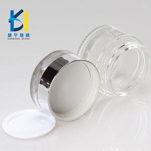 奢华银帽化妆品包装 20g 30g 50g 透明玻璃膏霜罐 - Product Image 4