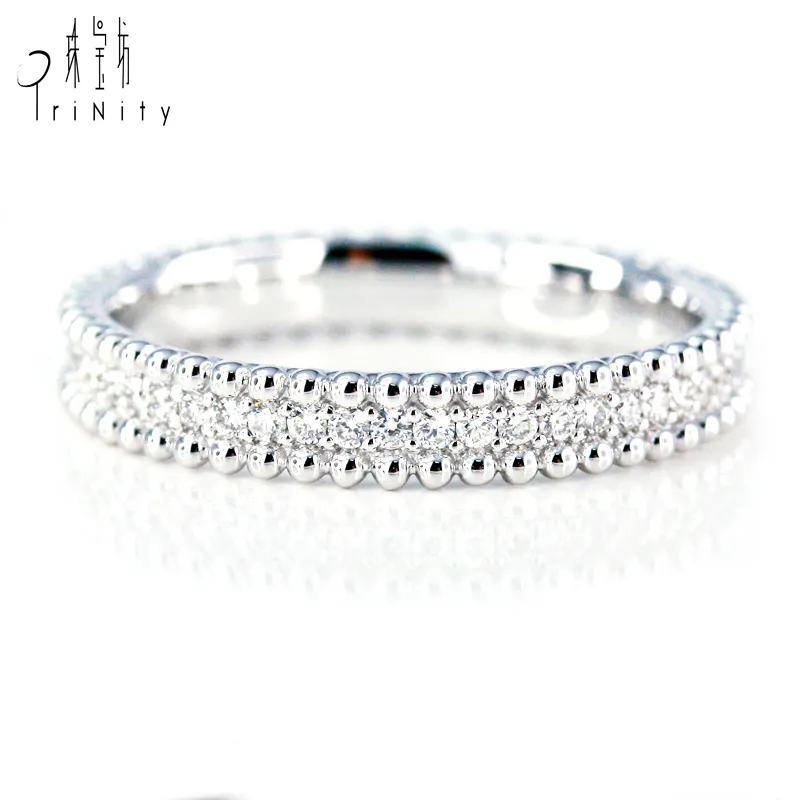 Antique Couple Eternity Band Jewelry Vintage Real Diamond Engagement Rings with in 18K White Gold for Women