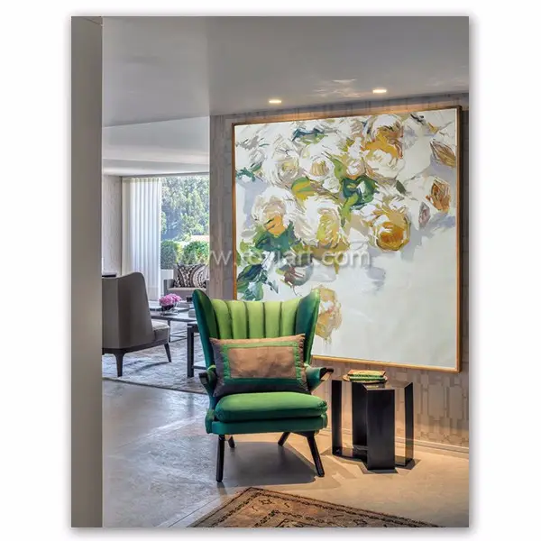 家の寝室のホテルの装飾のためのキャンバスのオリジナルの手作りアート大型風景抽象的な花の油絵