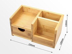 <strong>Desk</strong> <strong>Organiser</strong> with Drawer, Pen Holder <strong>Desk</strong> <strong>Tidy</strong>, Made of Bamboo - Product Image 2