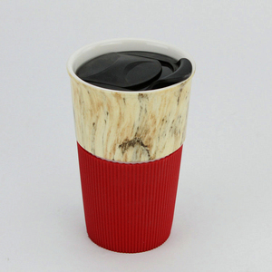 Regalo de <span class=keywords><strong>Navidad</strong></span> alivio diseño único mármol impreso café doble pared taza de viaje de cerámica - Product Image 1
