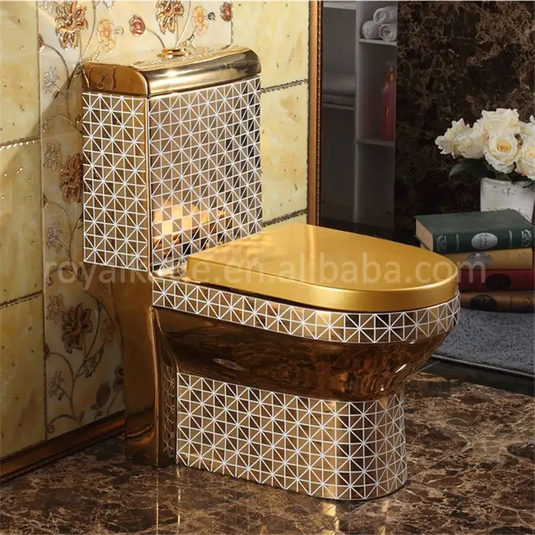 Banheiro luxo commodo de vaso sanitário dourado