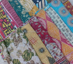 Vintage Cotton Kantha <b>Scarf</b> , <b>Indian</b> Cotton Sari Kantha Stitch Stole - Product Image 1