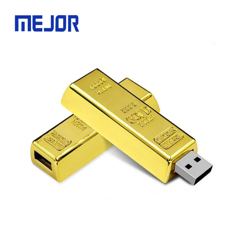 แฟลชเมมโมรี่สติ๊กบาร์ทองมีค่า64G,แท่งโลหะ Usb Goldbar ขนาด32G หรูหราสำหรับธุรกิจ