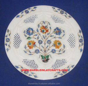 Handmade Beautiful White Marble Inlay Plate - Product Image 1