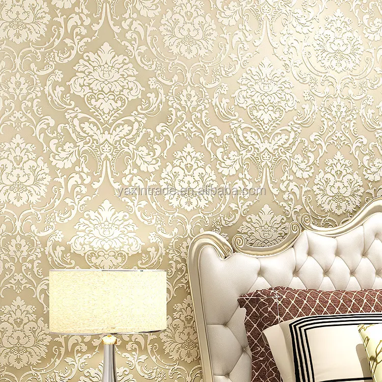 Royal flower embossing wall wallpaper decoration Eco-friendly non-woven 3D designs wallpaper
