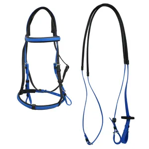 Equipamento de equitação de nylon revestido de PVC durável e resistente ao frio com freio e rédeas à prova d'água para uso em corridas