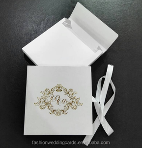 White elegant hard cover box invitation card wedding