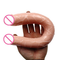 DD-030/productos de sexo consolador doble suave Flexible de la Vagina y Anal mujer lesbiana doble Dong sexo juguete