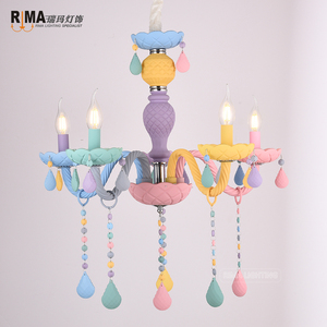 רימא תאורה צבעוני קרון זכוכית קריסטל נברשת Cristal זוהר תליון מנורת לילדים ילדי חדר דקור