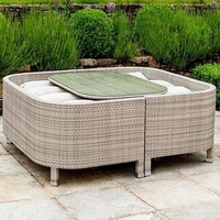 table de salle à manger de patio en aluminium osier chaises de jardin rotin extérieur 3 pièces ensemble de canapé-lit sectionnel