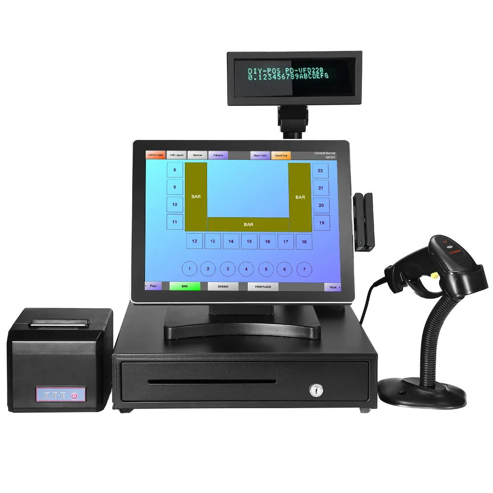 Tuur Flat Screen Verkooppunt Kassa Met Msr/Pos Computer Systemen 15 Inch All In One Touch pos Systeem 1024x768