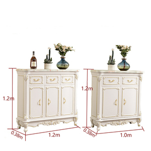 European Style Wooden Shoe Cabinet Gold White Marble Countertop Wooden Shoe Cabinet <strong>Furniture</strong> - Product Image 4