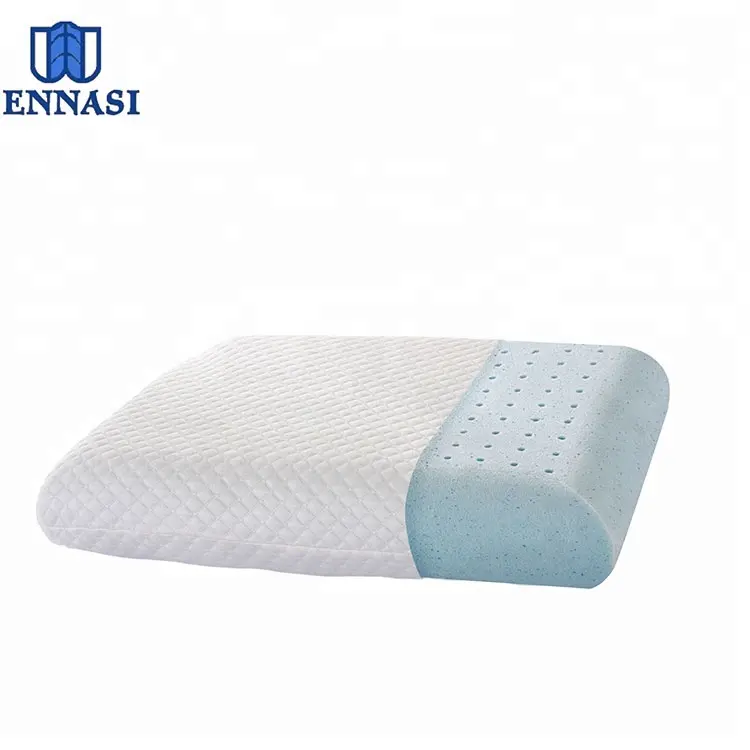 Breathable Soft Ventilated Cool Gel Memory Foam Bed Sleep Pillow - Washable Cover Case CE 100% Polyester Adults Neck Rectangle