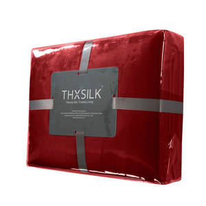 THXSILK 3 teilig Seide Bettwäsche 240 x 220 cm mit 2 Kissenbezüge 80 x 80 cm / 100% Maulbeerseide 19 Momme / Weinrot - Product Image 3