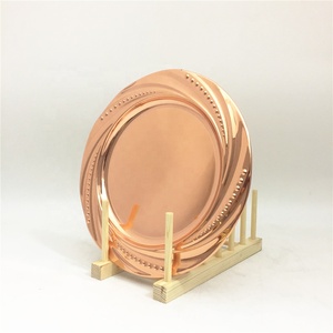 Assiettes de présentation en acier inoxydable or rose pour mariage, vente en gros à prix abordable - Product Image 2