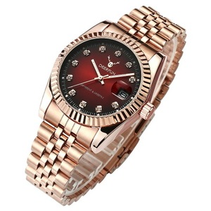 Montre <span class=keywords><strong>femme</strong></span> DEERFUN 3876 en or, <span class=keywords><strong>lunette</strong></span> rotative, verre saphir, bracelet en acier inoxydable, étanche, quartz. - Product Image 4