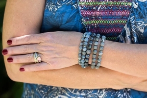 Nouveau Bracelet élastique pour femmes, en pierre de jaspe, au Design Unique, avec perles en diamant, élastique - Product Image 2