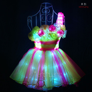 Hot LED Light Girls <strong>Dance</strong> <strong>Dress</strong> Latin Performance Belly Event Skirt Tutu <strong>Dress</strong> - Product Image 2