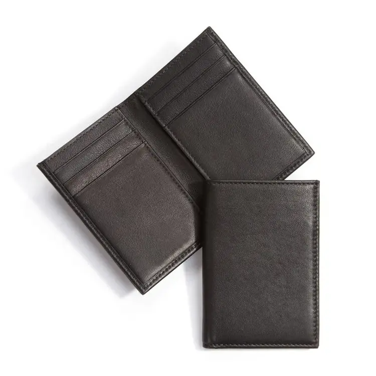 Vertikale bifold leder brieftasche für männer business rfid schlanke brieftasche kundenspezifische high-end-qualität männer brieftasche