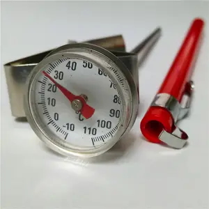 Stainless Steel Analog Meat Food Grill BBQ Cooking Kitchen Thermometer with Red Pocket Sleeve for Calibration 1 inch dial