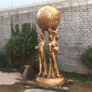 Escultura de <span class=keywords><strong>Bronce</strong></span> de Tamaño Real, La Tierra Es Tuya, Tres Damas Sosteniendo un Globo Terráqueo, Estatua de la Diosa Tierra para Jardín o Parque - Product Image 6
