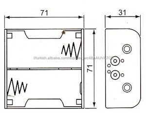 2x1.5 v D Boyutu (<span class=keywords><strong>UM</strong></span>-1 * 2) siyah & kırmızı kurşun ile Pil Tutucu Kılıf tel - Product Image 4