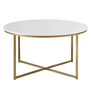北欧创意迷你圆形锻铁欧式客厅咖啡桌金色现代咖啡桌