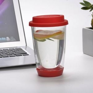 Double Paroi En Verre Tasse À Café En Verre de Tasse de Café De Voyage avec Couvercle Thermo Isolée Borosilicate Verre Gobelet - Product Image 5