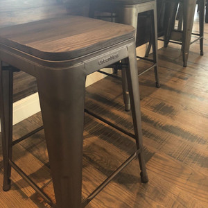 Barra di metallo di <span class=keywords><strong>Ferro</strong></span> Sgabello Da <span class=keywords><strong>Bar</strong></span> Sedia Con Cuscino di <span class=keywords><strong>Legno</strong></span> - Product Image 1