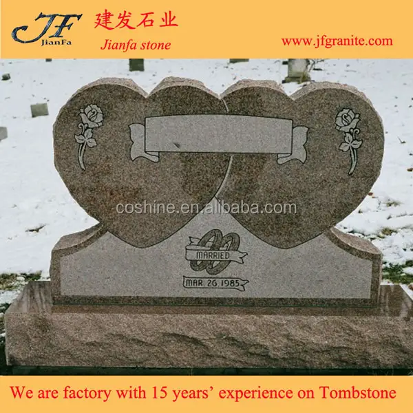 American Style Granite Monument Double Heart Shaped Headstone Tombstone