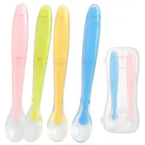 New Design Food Grade Silicone Baby Spoon Non Toxic Baby Spoon Set Bpa Free Durable And Foldable Training Spoon For Baby