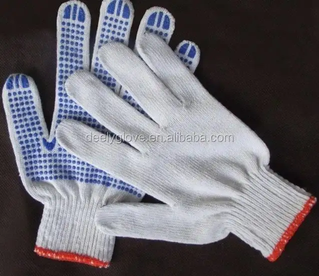 Baumwolle hand handschuh mit PVC dots/PVC gepunktete baumwolle handschuhe/PVC dot baumwolle handschuh