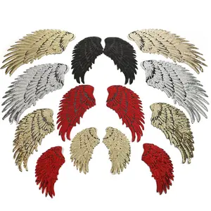 yiwu wintop hot sale gold silver color iron on small medium big angel wings patches for clothes