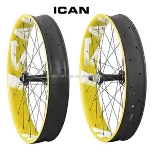 Gelb Malerei ICAN FW90 Fett Bike Räder 90mm Carbon Laufradsatz