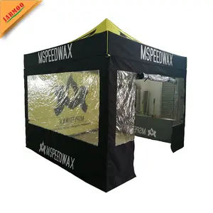 3 × 3 Meter 100 % PVC schwarzes Popup-Schwerlast-Gazebo Ausstellungsevent Festzelt Vordach faltbares Aluminium-Quadratrohr-Spiel-Party-Zelt