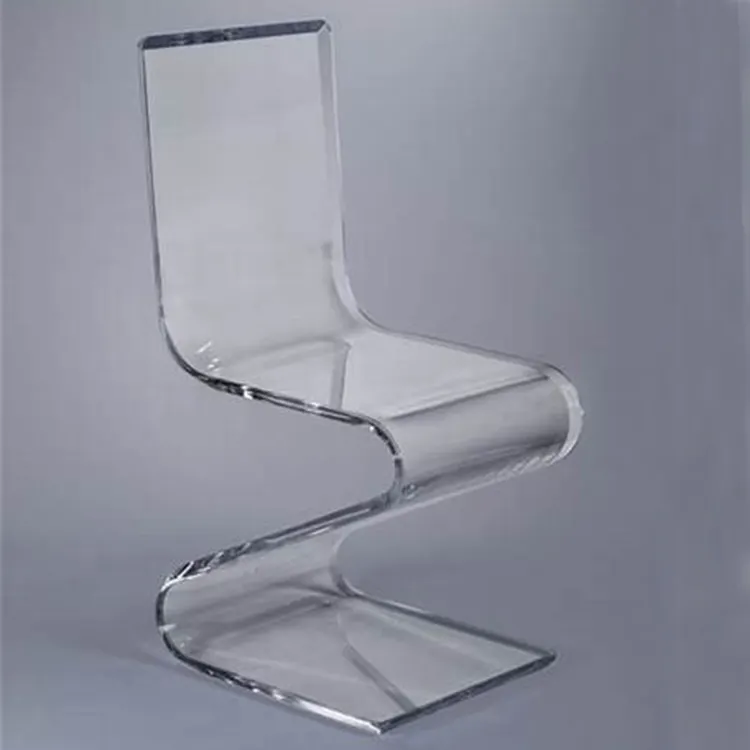 Chaise en Lucite acrylique en forme de Z, haute transparence
