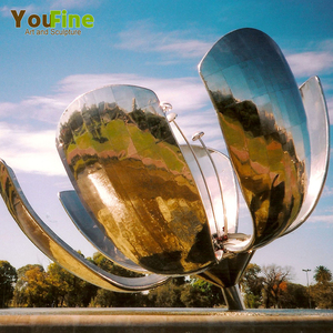 YOUFINE 大型屋外公園装飾 ステンレス製蓮の花都市彫刻像 - Product Image 2
