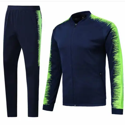 18/19 season blue football jacket sets wholesale sublimation soccer jacket thai quality