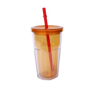 Atractivo moda 16 oz tapas y popotes por mayor vasos de plástico con paja taza de jugo - Product Image 1