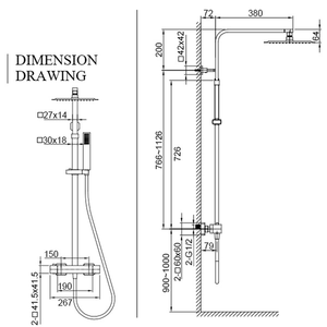 Grifo de <span class=keywords><strong>ducha</strong></span> de cerámica cuadrado de pared con temperatura constante <span class=keywords><strong>y</strong></span> elevación de <span class=keywords><strong>aire</strong></span>, <span class=keywords><strong>mezclador</strong></span> con cabezal de <span class=keywords><strong>ducha</strong></span> de ahorro de <span class=keywords><strong>agua</strong></span> - Product Image 5