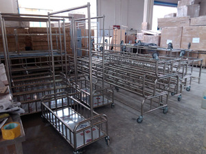 Hengmei for ironer hotel laundry <strong>feeding</strong> <strong>trolley</strong> oem customized hengmei stainless steel pipe <strong>trolley</strong> sheet <strong>feed</strong> truck - Product Image 4