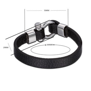 Gioielli in pelle da uomo di moda bracciale in vera pelle nera con fibbia a lettera <span class=keywords><strong>D</strong></span> in <span class=keywords><strong>acciaio</strong></span> inossidabile - Product Image 6