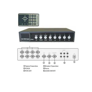 Processador de vídeo cctv, quad multiplexer de alta resolução em tempo real, 8 canais, cor cctv, com entrada de áudio de 4 canais e 1 saída de áudio