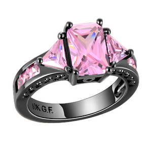 Natural <strong>Amethyst</strong> Gemstone Peridot <strong>Rings</strong> Purple Zircon Wedding <strong>Gold</strong> Band <strong>Rings</strong> for Her Black Plating <strong>Ring</strong> Black <strong>Gold</strong> - Product Image 2