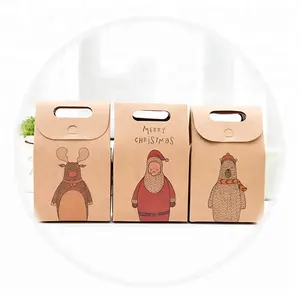 사용자 정의 크리 에이 티브 만화 디자인 로고 오프셋 인쇄 크래프트 크리스마스 선물 선물 작은 종이 가방